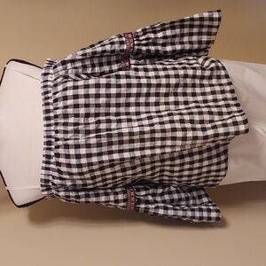 Black and White Off-the-Shoulder Blouse With Bell Shaped Sleeves